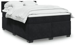 vidaXL Cama com molas/colchão 140x190 cm veludo preto