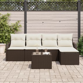 Conjunto de Sofá de Jardim de 5 Peças com Almofadas Cinza Rattan Polié