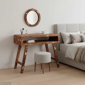 vidaXL Mesa de vestir com espelho Castanho Madeira Reforçada Sólida