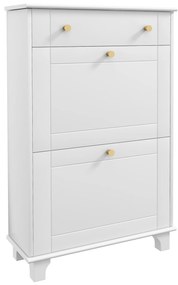 HOMCOM Sapateira Branca Móvel Sapateira Estreita com 2 Portas e 1 Gaveta para 8 Pares de Sapatos para Entrada Corredor 60x23,5x98,5 cm Branco