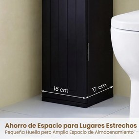 Conjunto de 2 Armários de Casa de Banho, 17 x 16 x 69 cm, 3 Prateleiras Removíveis, Preto