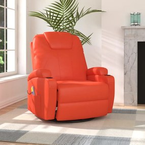 vidaXL Poltrona de massagens oscilante couro artificial vermelho