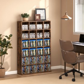 Móvel de Arrumação para CDs e DVDs, 89 x 20 x 130,5 cm, Capacidade para 456 CDs ou 336 DVDs, Castanho