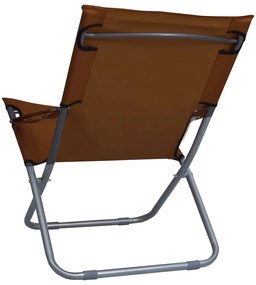 Cadeiras de praia dobráveis 2 pcs tecido castanho