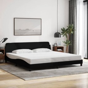 Estrutura de cama sem colchão 200x200 cm tecido preto