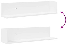 Estantes de parede 2pcs 75x16,5x16,5cm derivados madeira branco