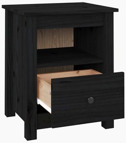 Mesa de cabeceira 40x35x49 cm madeira de pinho maciça preto