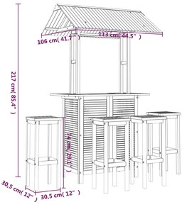 5 pcs conjunto de bar para jardim madeira de acácia maciça