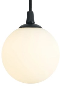 Candeeiro suspenso moderno preto com vidro branco para sistema de calha monofásico - Iconic Perle Moderno