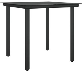 3 pcs conjunto de jantar p/ jardim c/ almofadões vime PE e aço