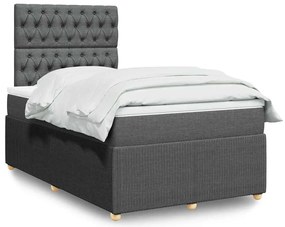 Cama boxspring com colchão 120x190 cm tecido cinzento-escuro