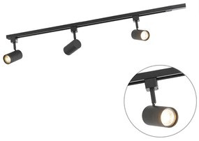 LED Sistema de iluminação de trilho inteligente preto com 3 GU10 WiFi monofásicos - Iconic Jeana Moderno