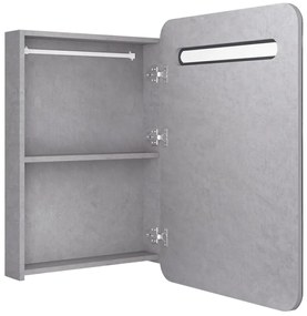 Armário espelhado casa de banho LED 60x11x80cm cinzento cimento