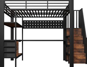 Cama alta 140 x 200 cm, Preto | AOSOM Portugal