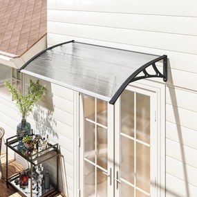 Marquise para Portas e Janelas 110x60 cm com Painéis de Policarbonato e Barras de Alumínio Transparente