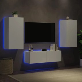 3 pcs móveis de parede para TV com luzes LED branco