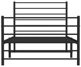Estrutura de cama com cabeceira e pés 90x190 cm metal preto