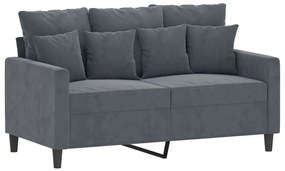 3 pcs conjunto de sofás com almofadões veludo cinzento-escuro
