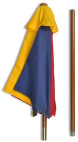 Mesa piquenique infantil + bancos/guarda-sol madeira multicor