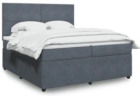 vidaXL Cama com molas/colchão 200x200 cm veludo cinzento-escuro