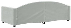 Sofá-cama 90x190 cm veludo cinzento-claro