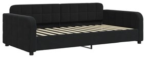 Sofá-cama com gavetão e colchões 100x200 cm veludo preto