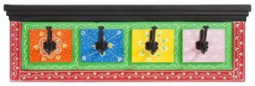vidaXL Cabideiro Montado na Parede com 4 Ganchos 80x25x2 cm Madeira Sólida de Manga e Madeira Engenharia