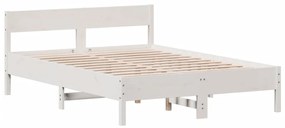Cama sem colchão 140x190 cm madeira de pinho maciça branco