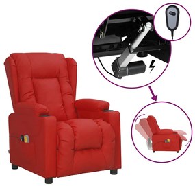 Poltrona de massagens elétrica couro artificial vermelho tinto