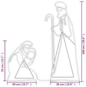 Figura de Maria e José com 264 LEDs 40x55&amp;38x100 cm