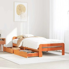 vidaXL Cama sem colchão 75x190 cm madeira de pinho maciça castanho-mel