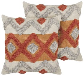 Conjunto de 2 almofadas decorativas tufadas em algodão multicolor 45 x 45 cm BREVIFOLIA Beliani