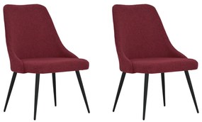vidaXL Cadeiras de jantar 2 pcs tecido vermelho tinto