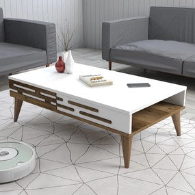 Mesa de Centro Valensiya – Nogueira e Branco – 105 x 60 x 34,6 cm