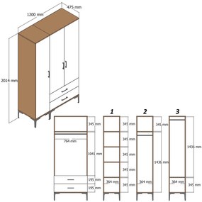 Roupeiro Kumsal RT – Nogueira – 120x47,5x201,4 cm