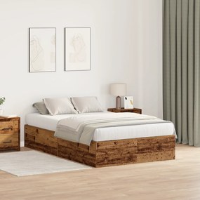 Estrutura de Cama Armazenamento vidaXL Madeira Velha 120x200 cm
