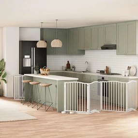 vidaXL Portão p/ cães com porta dobrável 12 painéis 960cm álamo branco