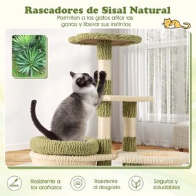 Arranhador para gatos de 97 cm estética multinível com cama verde