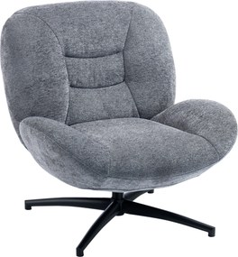 HOMCOM Poltrona de Sala Giratória Poltrona Lounge com Assento Largo, Apoio de Braço Integrado, Efeito Chenille, Cinza Escuro | Aosom Portugal