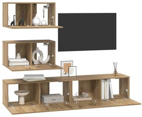Conjunto de móvel de TV 4 pcs carvalho artisiano