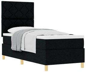 Cama Box Spring com Colchão Preta 80x200 cm Tecido