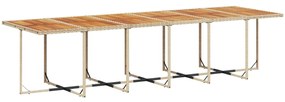 17 pcs conjunto de jantar p/ jardim c/ almofadões vime PE bege