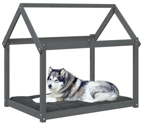 Cama para cães 111x80x100 cm madeira de pinho maciça cinza