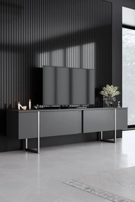 Conjunto de Mobiliário de Sala Luxe – Antracite e Prateado – Móveis co