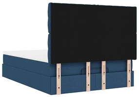 Estrutura de cama otomana com colchão tecido azul 140x200cm