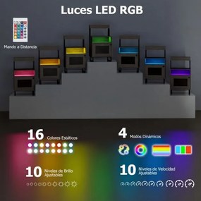 Mesa de cabeceira com luzes LED 45 x 40 x 80 cm com tabuleiro superior Estrutura metálica Cinzenta