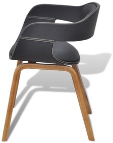 Cadeiras jantar 2 pcs madeira curvada e couro artificial preto