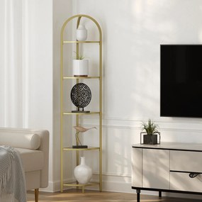 Estante de canto 5 níveis 28 x 28 x 158 cm dourado