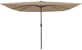 Parasol de Jardim Quadrado vidaXL com Luzes LED 295x245 cm Taupe