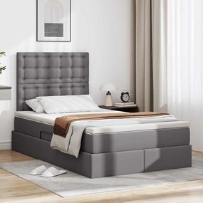 vidaXL Cama com Armazenamento Cinzeto 120 x 200 cm Couro Sintético
